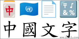 中國文字 對應Emoji 🀄 🇺🇳 📄 🔣  的對照PNG圖片