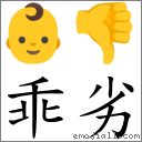 乖劣 对应Emoji 👶 👎  的对照PNG图片