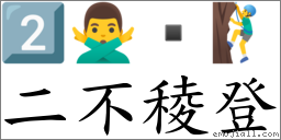 二不稜登 對應Emoji 2️⃣ 🙅‍♂️  🧗‍♂️  的對照PNG圖片