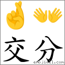交分 对应Emoji 🤞 👐  的对照PNG图片