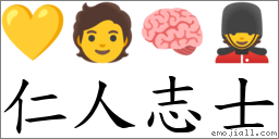 仁人志士 对应Emoji 💛 🧑 🧠 💂  的对照PNG图片