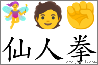 仙人拳 對應Emoji 🧚‍♀️ 🧑 ✊  的對照PNG圖片