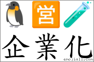 企业化 对应Emoji 🐧 🈺 🧪  的对照PNG图片