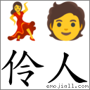 伶人 對應Emoji 💃 🧑  的對照PNG圖片