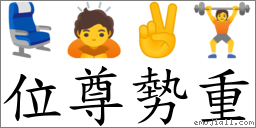 位尊勢重 對應Emoji 💺 🙇 ✌ 🏋  的對照PNG圖片
