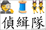侦缉队 对应Emoji 🕵 🧵 👯  的对照PNG图片