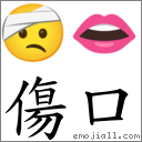 傷口 對應Emoji 🤕 👄  的對照PNG圖片