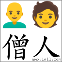 僧人 对应Emoji 👨‍🦲 🧑  的对照PNG图片