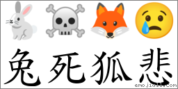 兔死狐悲 對應Emoji 🐇 ☠ 🦊 😢  的對照PNG圖片