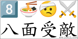 八面受敵 對應Emoji 8️⃣ 🍜 🤕 ⚔  的對照PNG圖片
