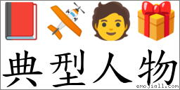 典型人物 對應Emoji 📕 🛩 🧑 🎁  的對照PNG圖片
