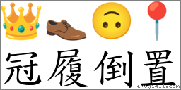 冠履倒置 对应Emoji 👑 👞 🙃 📍  的对照PNG图片