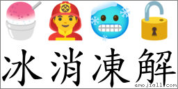 冰消冻解 对应Emoji 🍧 👨‍🚒 🥶 🔓  的对照PNG图片
