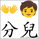 分兒 對應Emoji 👐 🧒  的對照PNG圖片
