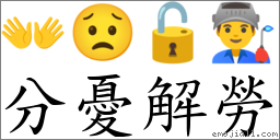 分憂解勞 對應Emoji 👐 😟 🔓 👨‍🏭  的對照PNG圖片