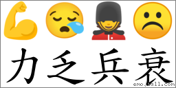 力乏兵衰 對應Emoji 💪 😪 💂 ☹  的對照PNG圖片