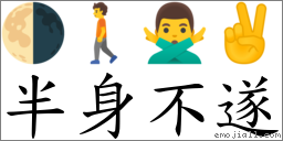 半身不遂 對應Emoji 🌗 🚶 🙅‍♂️ ✌  的對照PNG圖片