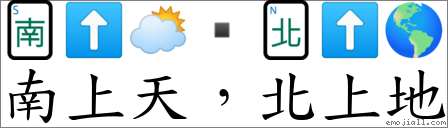 南上天，北上地 對應Emoji 🀁 ⬆ 🌥 ▪ 🀃 ⬆ 🌎  的對照PNG圖片