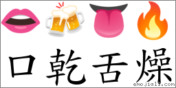 口乾舌燥 對應Emoji 👄 🍻 👅 🔥  的對照PNG圖片