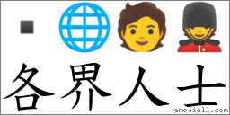 各界人士 對應Emoji  🌐 🧑 💂  的對照PNG圖片