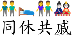 同休共戚 對應Emoji 👬 🛌 👫 🎎  的對照PNG圖片