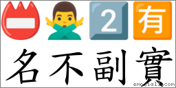 名不副实 对应Emoji 📛 🙅‍♂️ 2️⃣ 🈶  的对照PNG图片