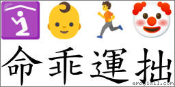命乖运拙 对应Emoji 🛐 👶 🏃 🤡  的对照PNG图片