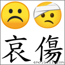 哀伤 对应Emoji ☹ 🤕  的对照PNG图片