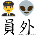 員外 對應Emoji 👨‍✈️ 👽  的對照PNG圖片