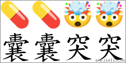 囊囊突突 對應Emoji 💊 💊 🤯 🤯  的對照PNG圖片