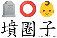 墳圈子 對應Emoji 🪦 ⭕ 👶  的對照PNG圖片