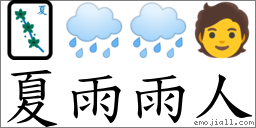 夏雨雨人 對應Emoji 🀧 🌧 🌧 🧑  的對照PNG圖片