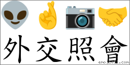 外交照會 對應Emoji 👽 🤞 📷 🤝  的對照PNG圖片