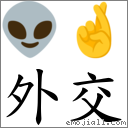 外交 對應Emoji 👽 🤞  的對照PNG圖片