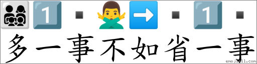 多一事不如省一事 對應Emoji 👨‍👩‍👧‍👦 1️⃣  🙅‍♂️ ➡  1️⃣   的對照PNG圖片