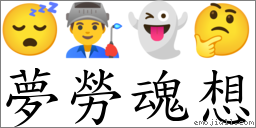 夢勞魂想 對應Emoji 😴 👨‍🏭 👻 🤔  的對照PNG圖片