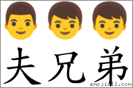 夫兄弟 對應Emoji 👨 👦 👦  的對照PNG圖片
