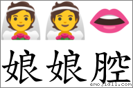 娘娘腔 对应Emoji 👰 👰 👄  的对照PNG图片