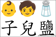 子兒鹽 對應Emoji 👶 🧒 🧂  的對照PNG圖片