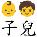 子儿 对应Emoji 👶 🧒  的对照PNG图片