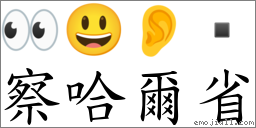 察哈爾省 對應Emoji 👀 😃 👂   的對照PNG圖片