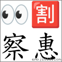 察惠 对应Emoji 👀 🈹  的对照PNG图片