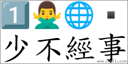 少不經事 對應Emoji 1️⃣ 🙅‍♂️ 🌐   的對照PNG圖片