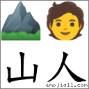 山人 對應Emoji ⛰ 🧑  的對照PNG圖片