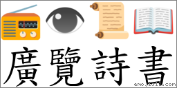 广览诗书 对应Emoji 📻 👁 📜 📖  的对照PNG图片