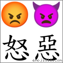 怒恶 对应Emoji 😡 👿  的对照PNG图片