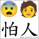 怕人 對應Emoji 😨 🧑  的對照PNG圖片