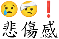 悲傷感 對應Emoji 😢 🤕 ❗  的對照PNG圖片