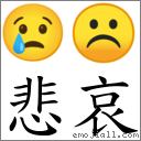 悲哀 对应Emoji 😢 ☹  的对照PNG图片