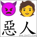 惡人 對應Emoji 👿 🧑  的對照PNG圖片